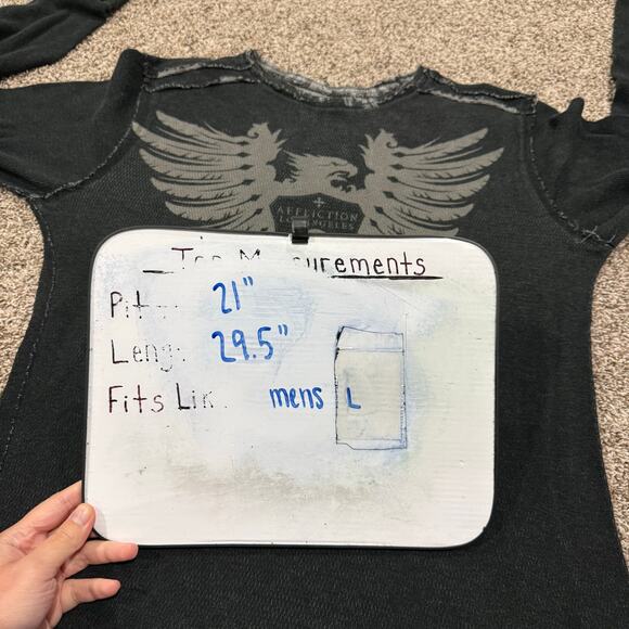 VTG y2k Men's Reversible Affliction Thermal Waffle Knit Long Sleeve Shirt Sz L - Picture 10 of 10